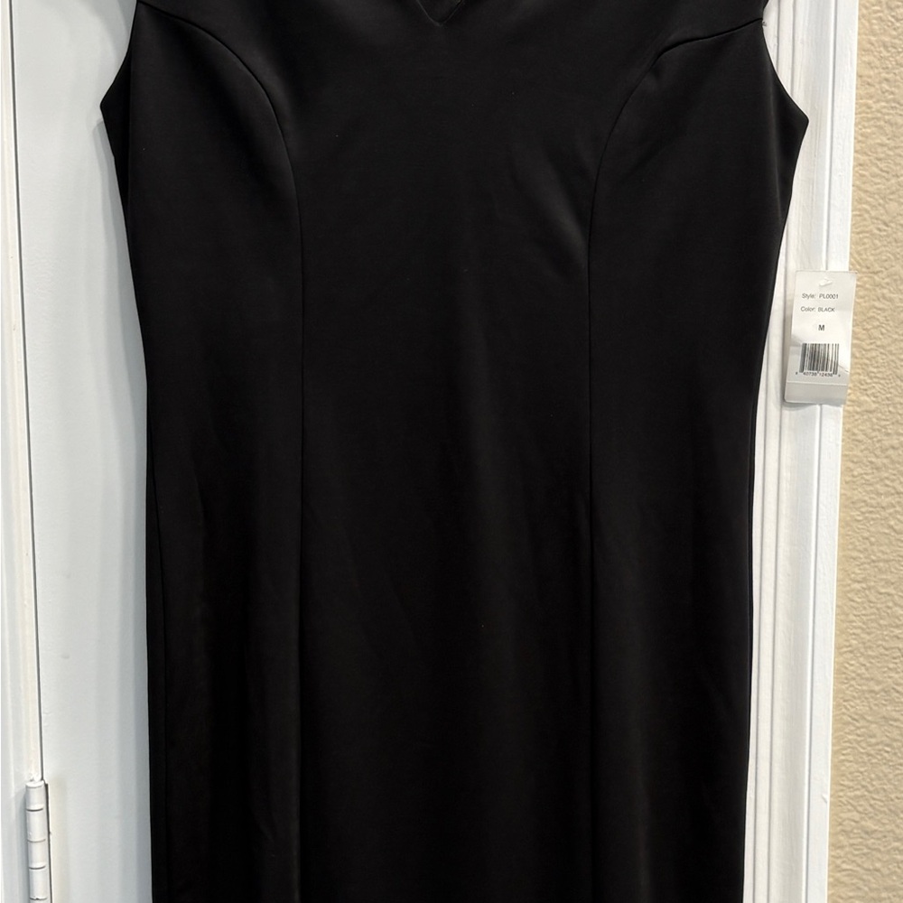 Alexia Admor Black Sheath Midi Dress V-neck Sleeveless